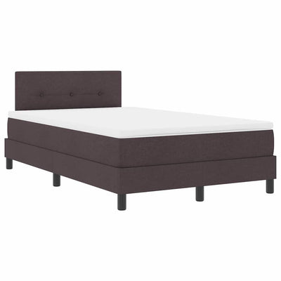Box spring seng med LED-lysstrimler Mørk Brun 120 x 190 cm Stof