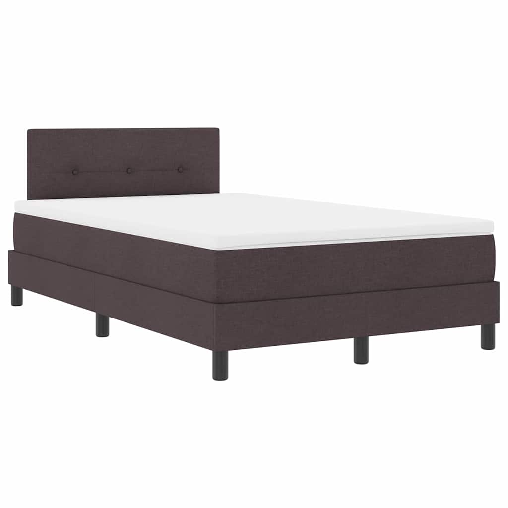 Box spring seng med LED-lysstrimler Mørk Brun 120 x 190 cm Stof