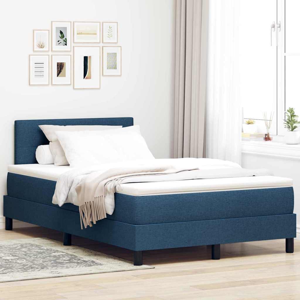 Box spring seng med LED-lysstrimler Blå 120 x 190 cm Stof