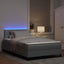 Box spring seng med LED-lysstrimler Lysegrå 120 x 200 cm Stof