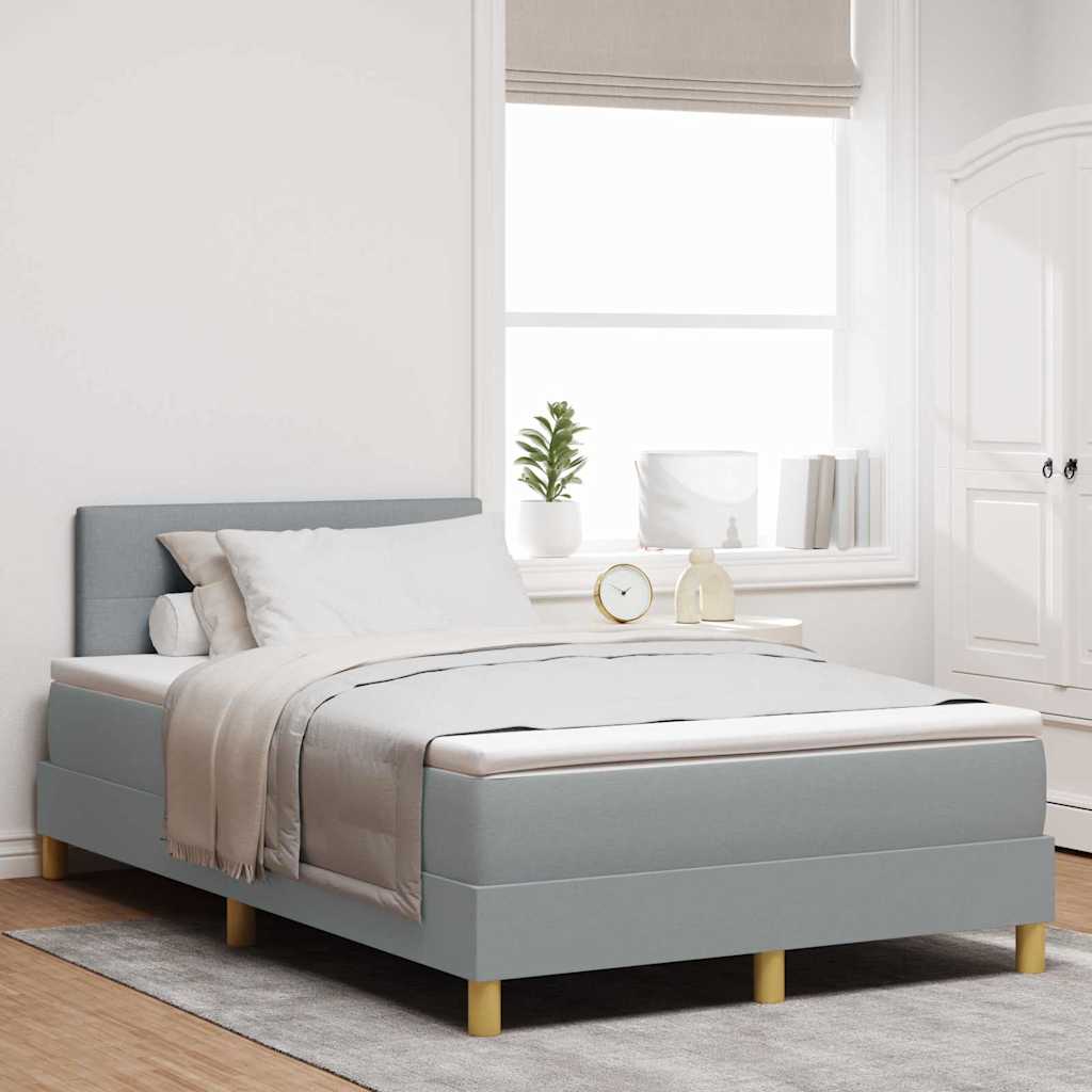 Box spring seng med LED-lysstrimler Lysegrå 120 x 200 cm Stof
