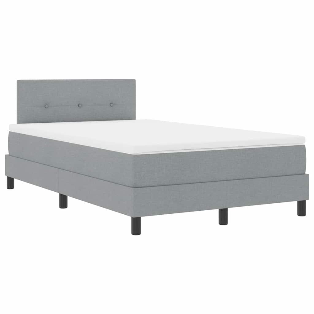 Box spring seng med LED-lysstrimler Lysegrå 120 x 200 cm Stof