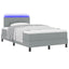 Box spring seng med LED-lysstrimler Lysegrå 120 x 200 cm Stof