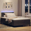 Box spring seng med LED-lysstrimler Mørk Brun 120 x 200 cm Stof