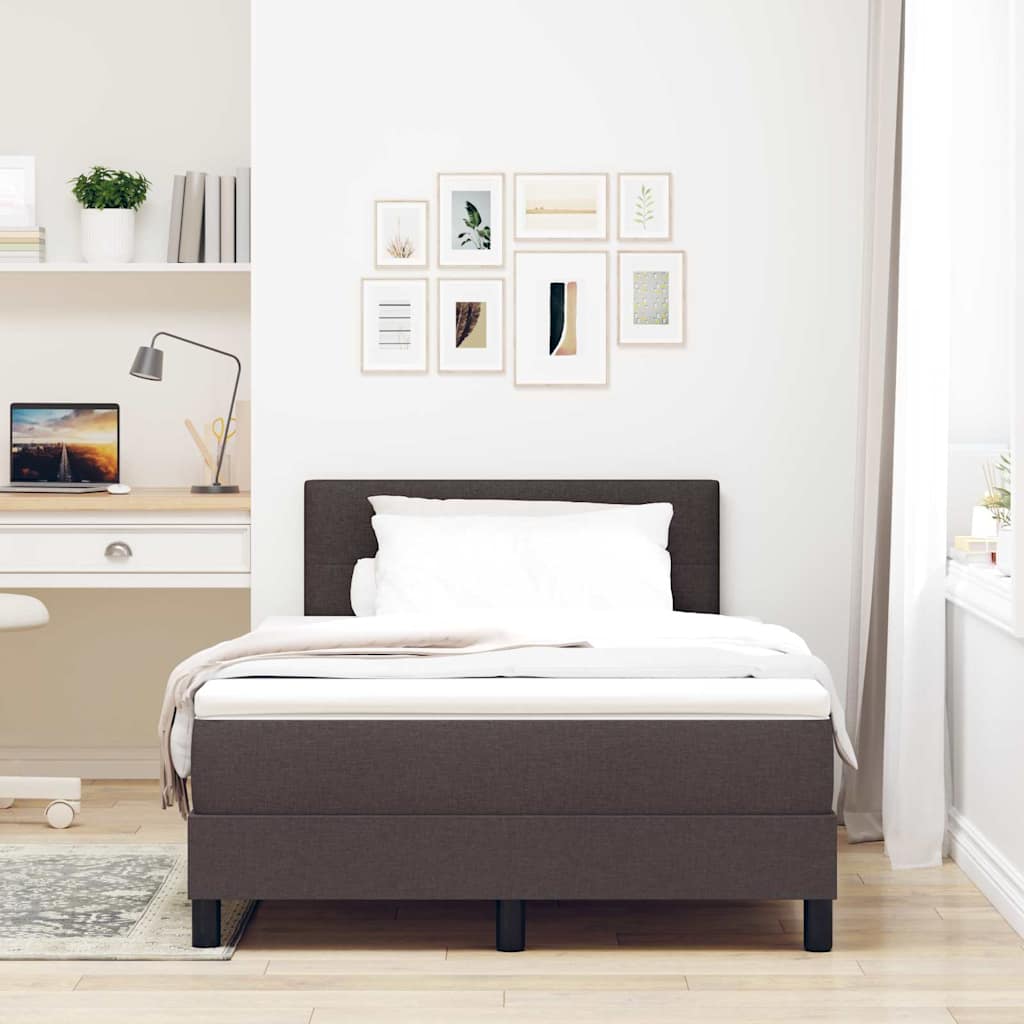 Box spring seng med LED-lysstrimler Mørk Brun 120 x 200 cm Stof