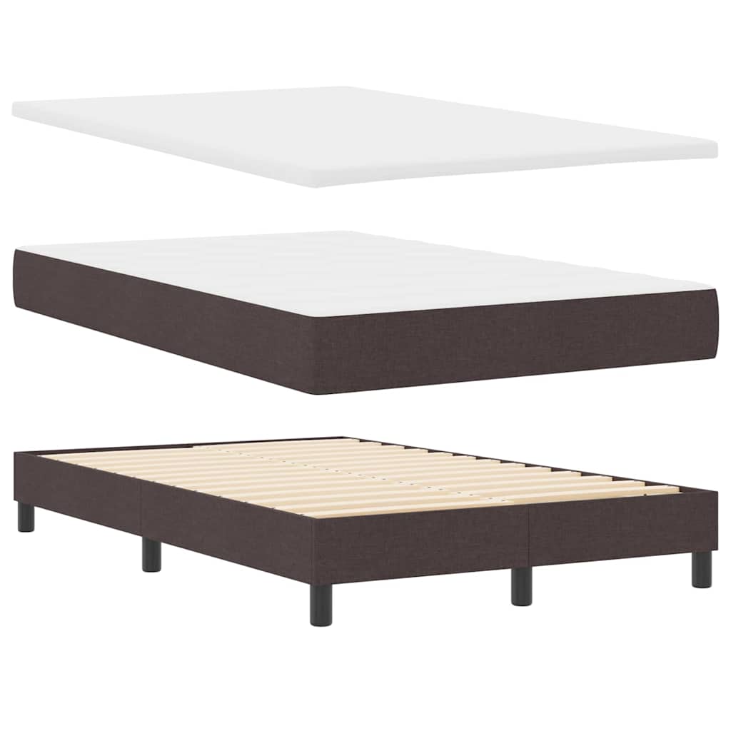 Box spring seng med LED-lysstrimler Mørk Brun 120 x 200 cm Stof