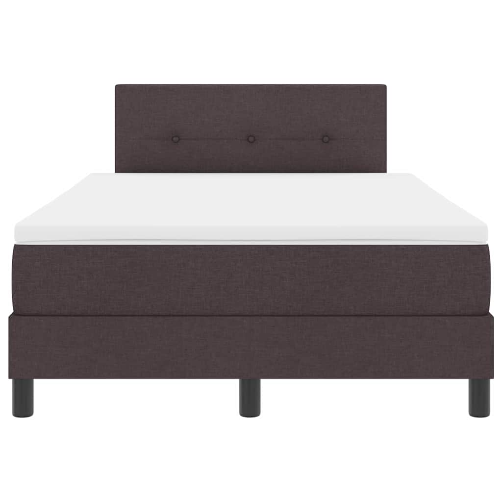 Box spring seng med LED-lysstrimler Mørk Brun 120 x 200 cm Stof