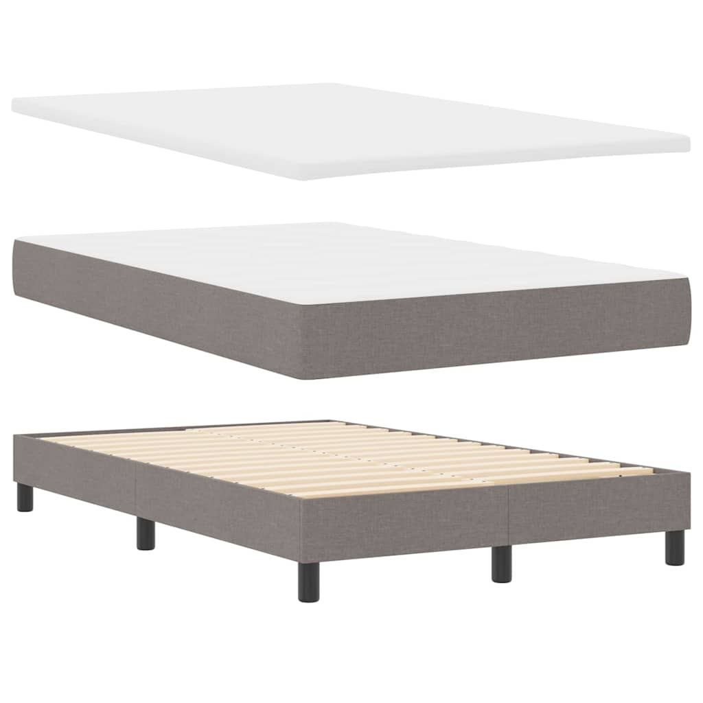 Box spring seng med LED-lysstrimler Gråbrun 120 x 200 cm Stof