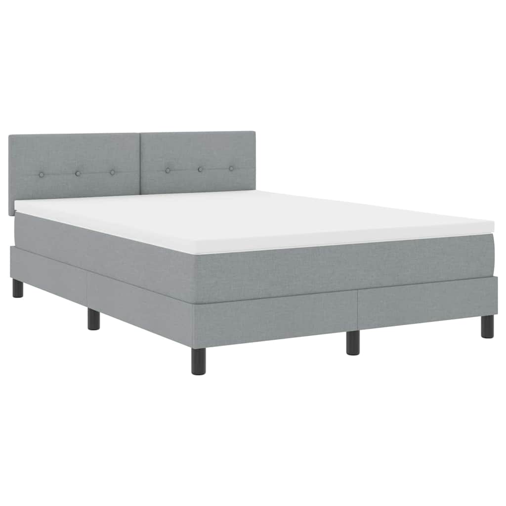 Box spring seng med LED-lysstrimler Lysegrå 140 x 190 cm Stof