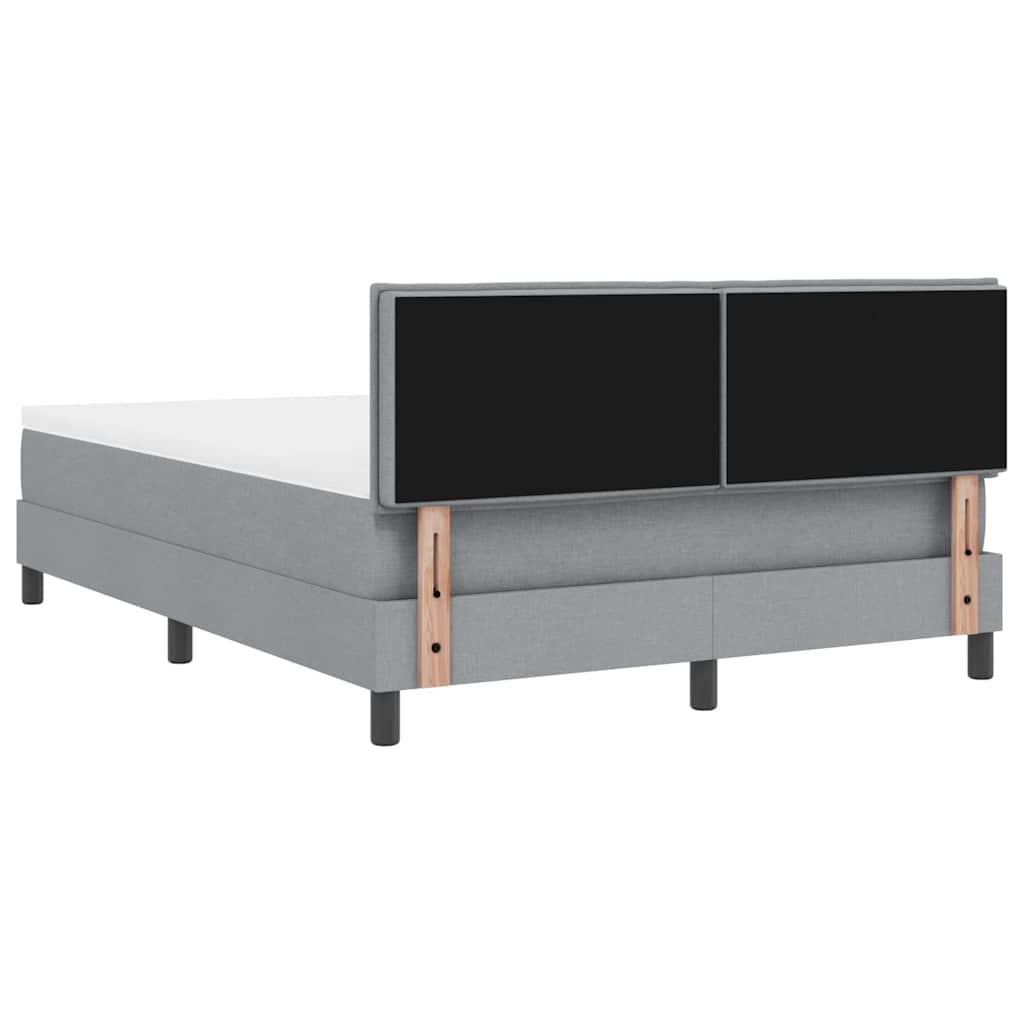 Box spring seng med LED-lysstrimler Lysegrå 140 x 190 cm Stof