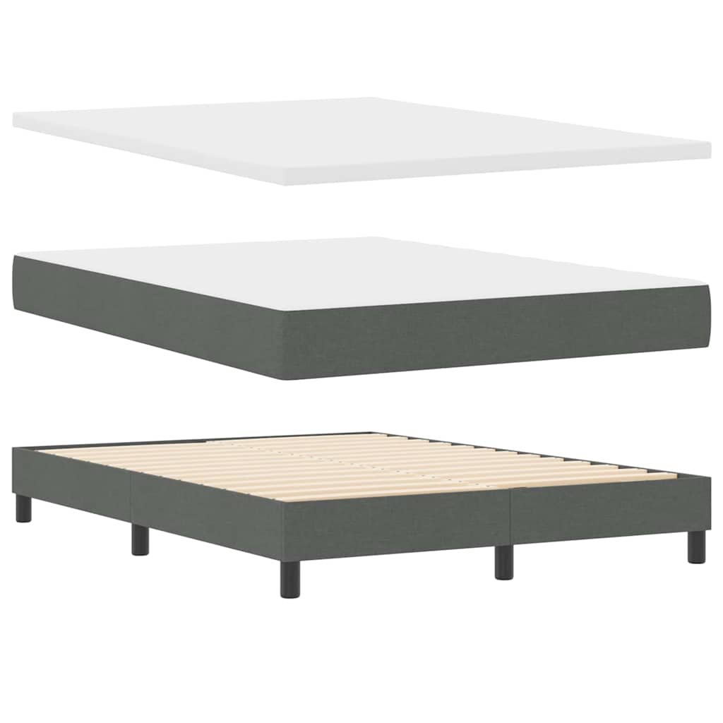 Box spring seng med LED-lysstrimler Mørkegrå 140 x 190 cm Stof