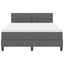 Box spring seng med LED-lysstrimler Mørkegrå 140 x 190 cm Stof
