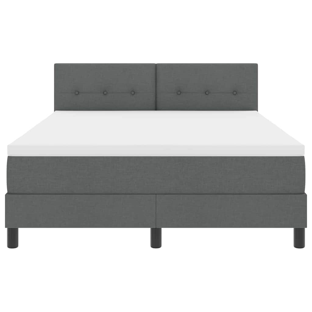 Box spring seng med LED-lysstrimler Mørkegrå 140 x 190 cm Stof