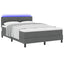 Box spring seng med LED-lysstrimler Mørkegrå 140 x 190 cm Stof