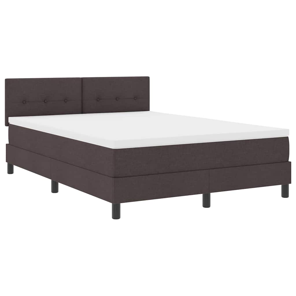 Box spring seng med LED-lysstrimler Mørk Brun 140 x 190 cm Stof