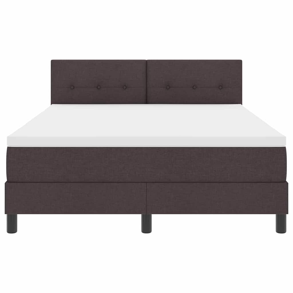 Box spring seng med LED-lysstrimler Mørk Brun 140 x 190 cm Stof