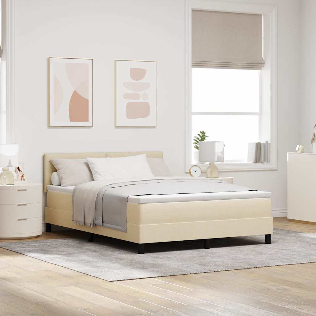 Box spring seng med LED-lysstrimler Creme 140 x 190 cm Stof