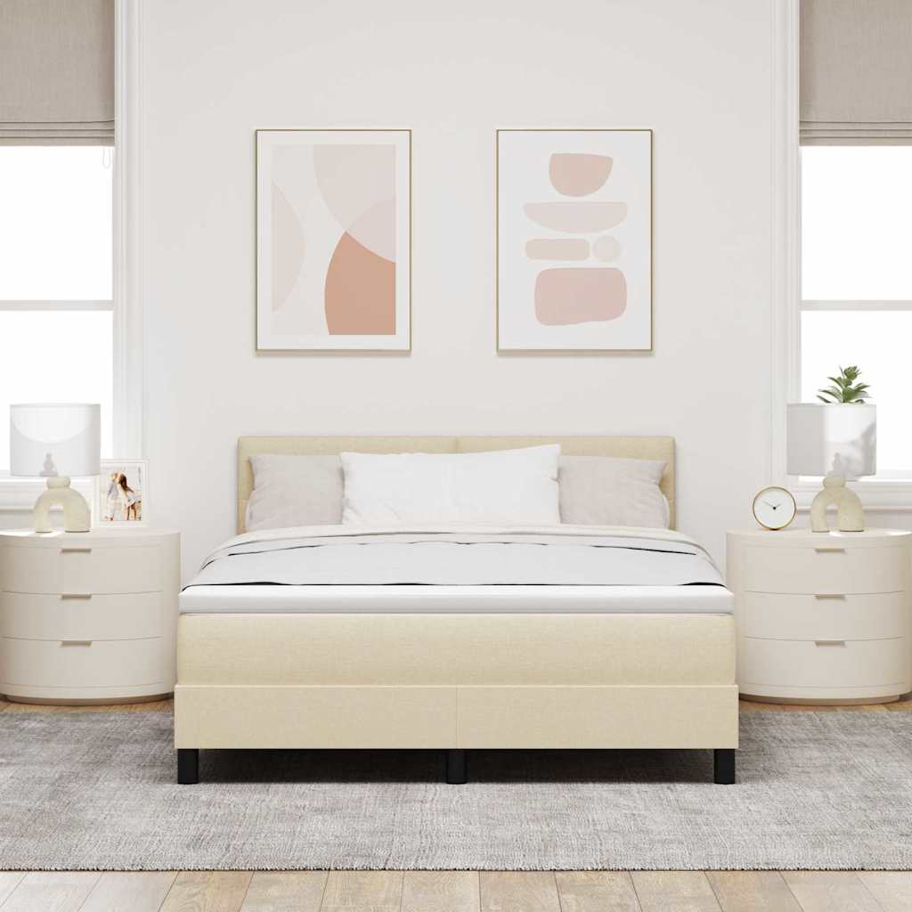 Box spring seng med LED-lysstrimler Creme 140 x 190 cm Stof