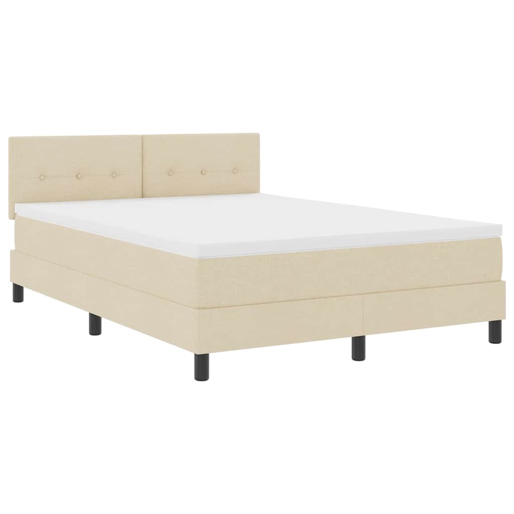 Box spring seng med LED-lysstrimler Creme 140 x 190 cm Stof