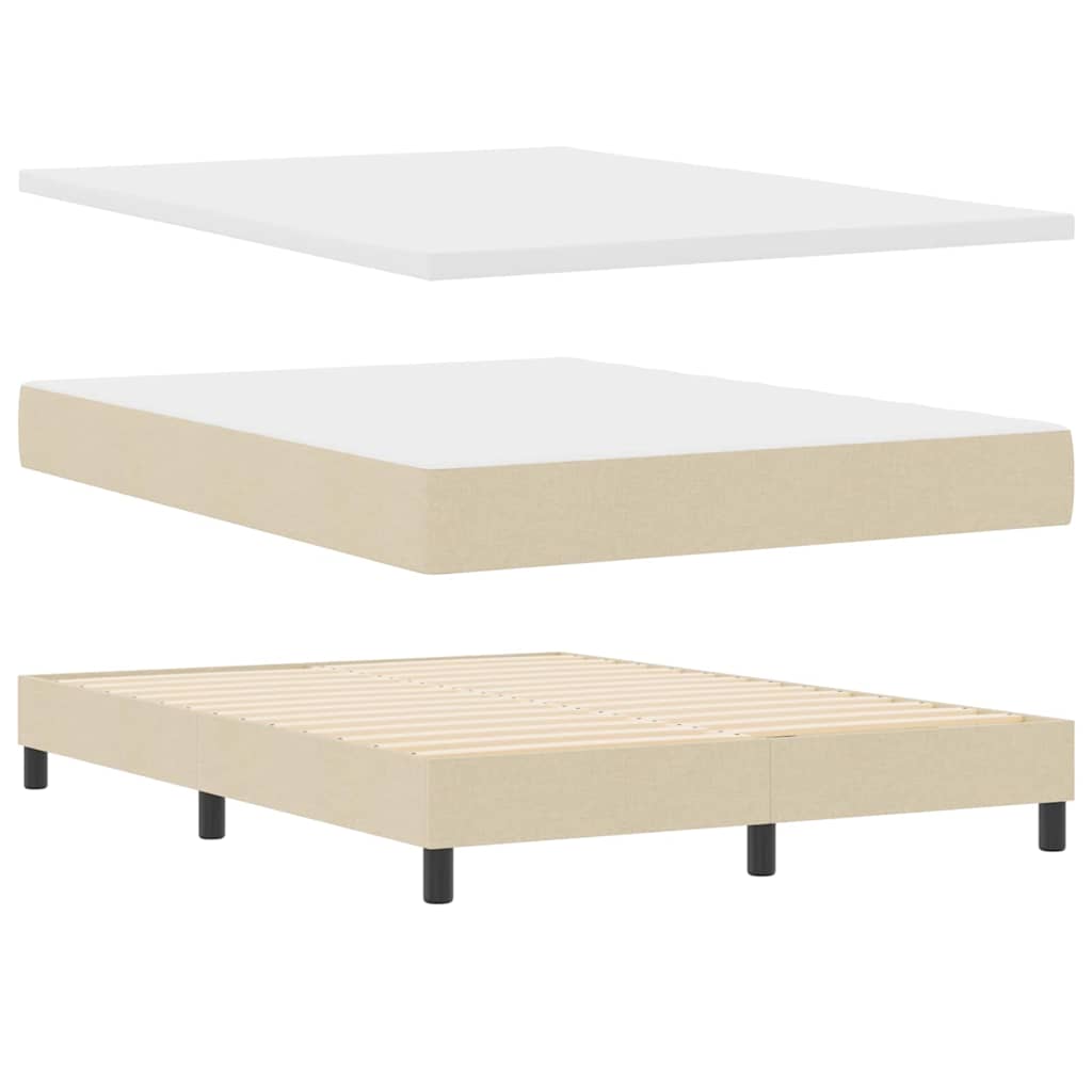Box spring seng med LED-lysstrimler Creme 140 x 190 cm Stof