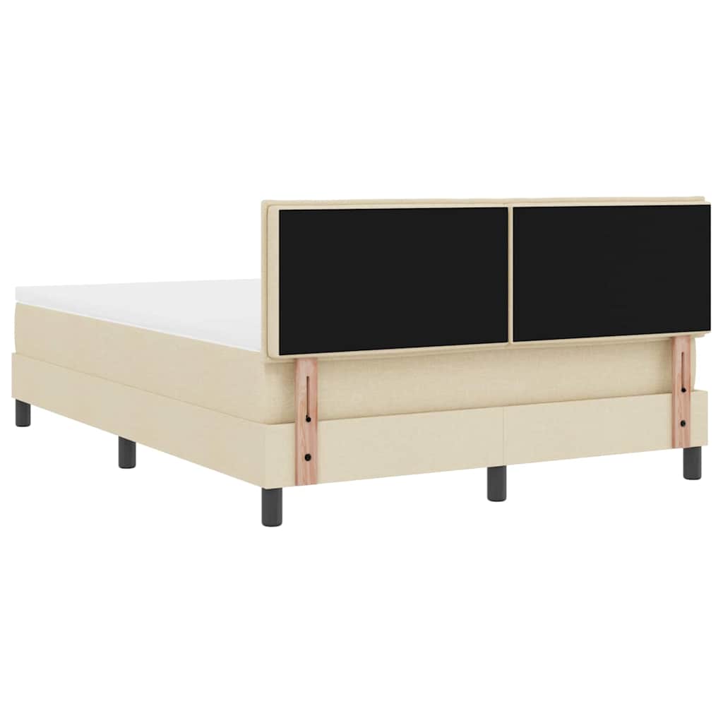Box spring seng med LED-lysstrimler Creme 140 x 190 cm Stof