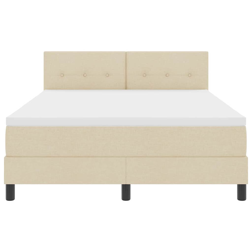 Box spring seng med LED-lysstrimler Creme 140 x 190 cm Stof