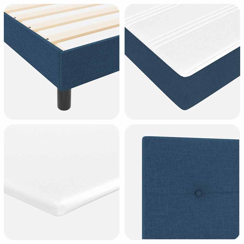 Box spring seng med LED-lysstrimler Blå 140 x 190 cm Stof