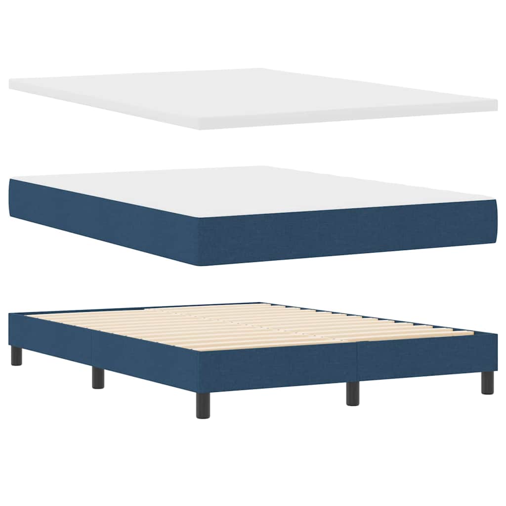 Box spring seng med LED-lysstrimler Blå 140 x 190 cm Stof