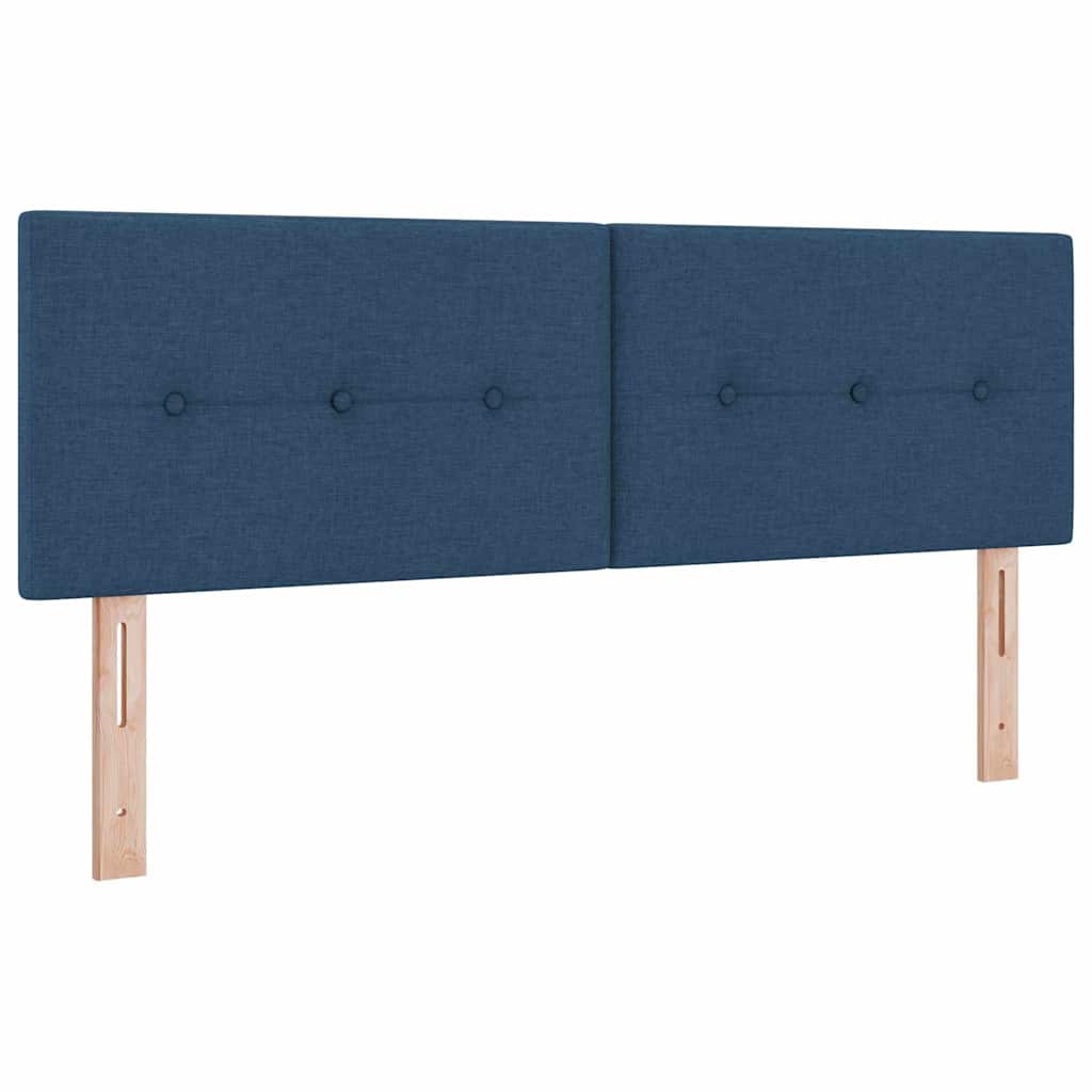 Box spring seng med LED-lysstrimler Blå 140 x 190 cm Stof