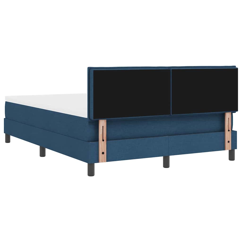 Box spring seng med LED-lysstrimler Blå 140 x 190 cm Stof