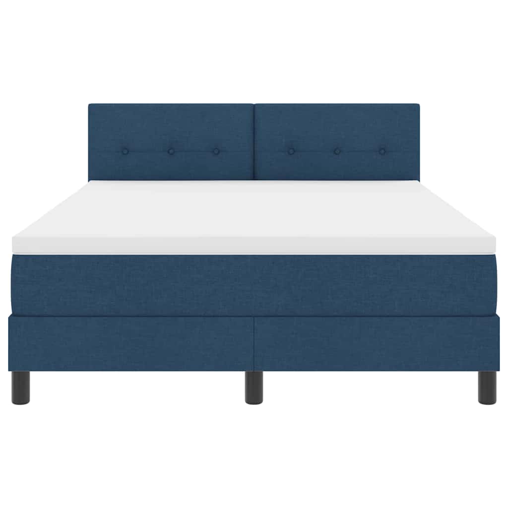 Box spring seng med LED-lysstrimler Blå 140 x 190 cm Stof