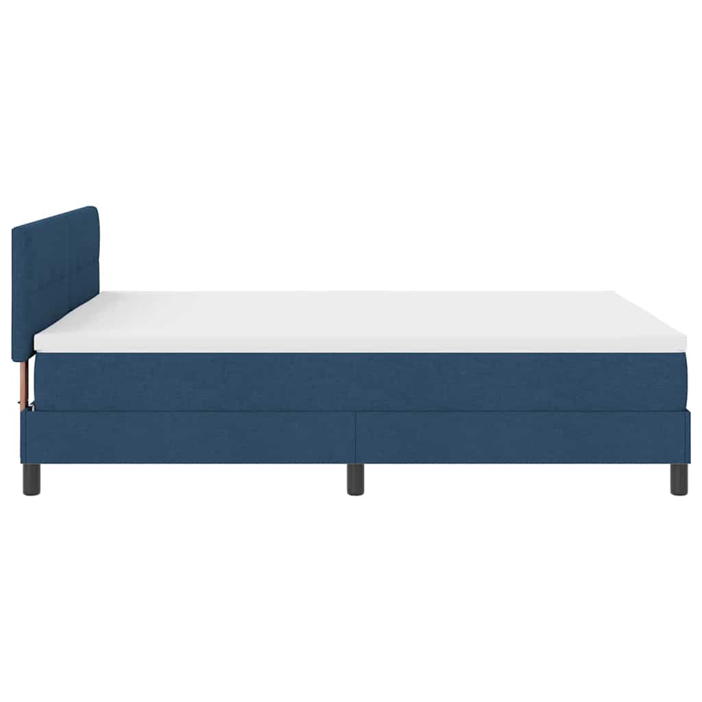 Box spring seng med LED-lysstrimler Blå 140 x 190 cm Stof