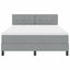Box spring seng med LED-lysstrimler Lysegrå 140 x 200 cm Stof