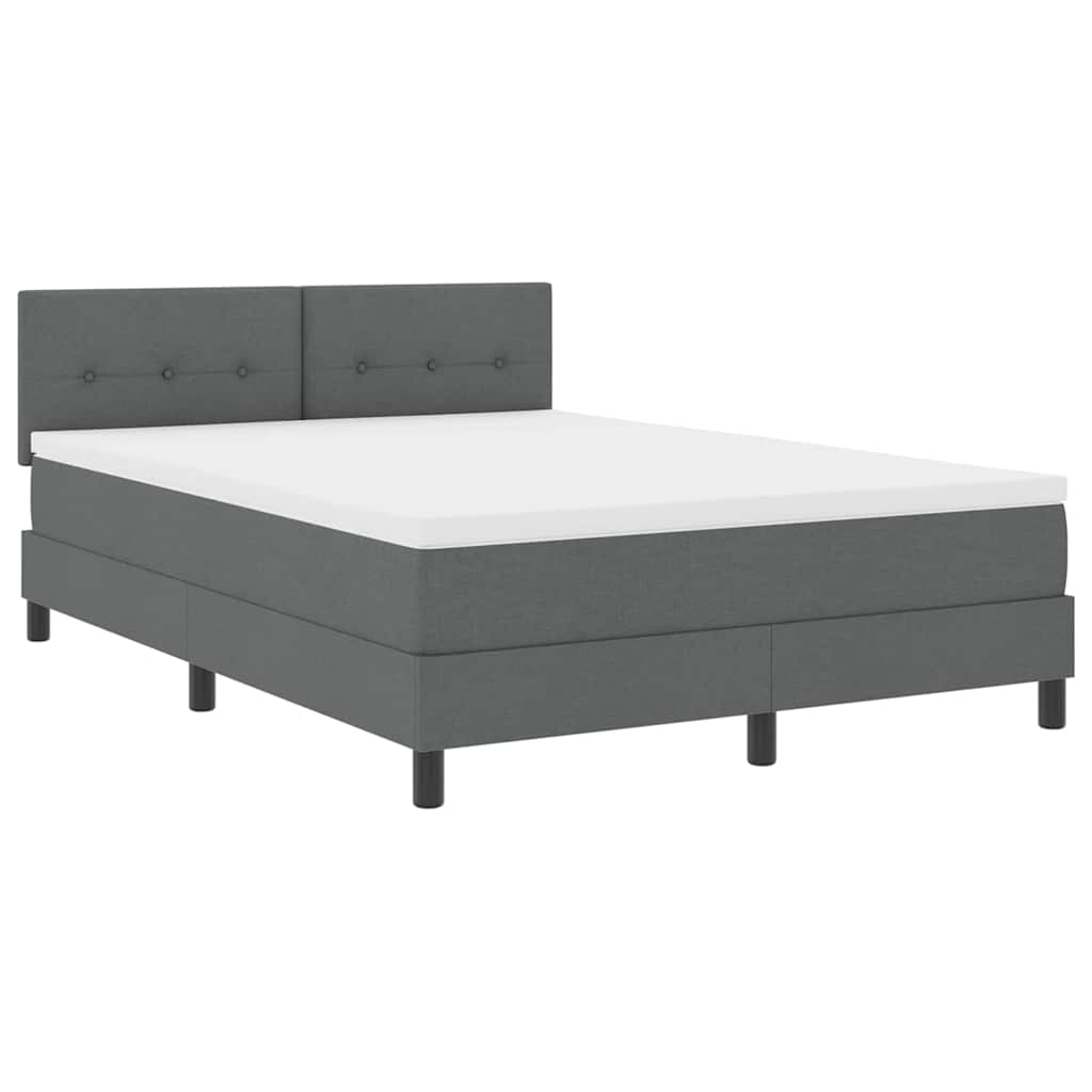Box spring seng med LED-lysstrimler Mørkegrå 140 x 200 cm Stof