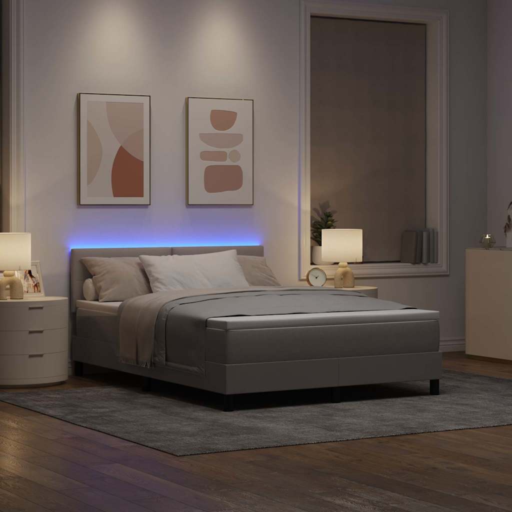 Box spring seng med pude Gråbrun 140 x 200 cm Stof