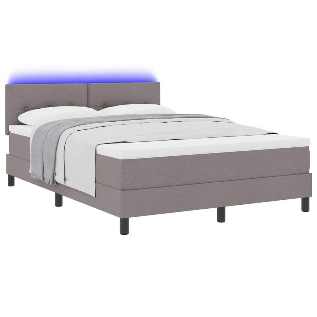 Box spring seng med pude Gråbrun 140 x 200 cm Stof