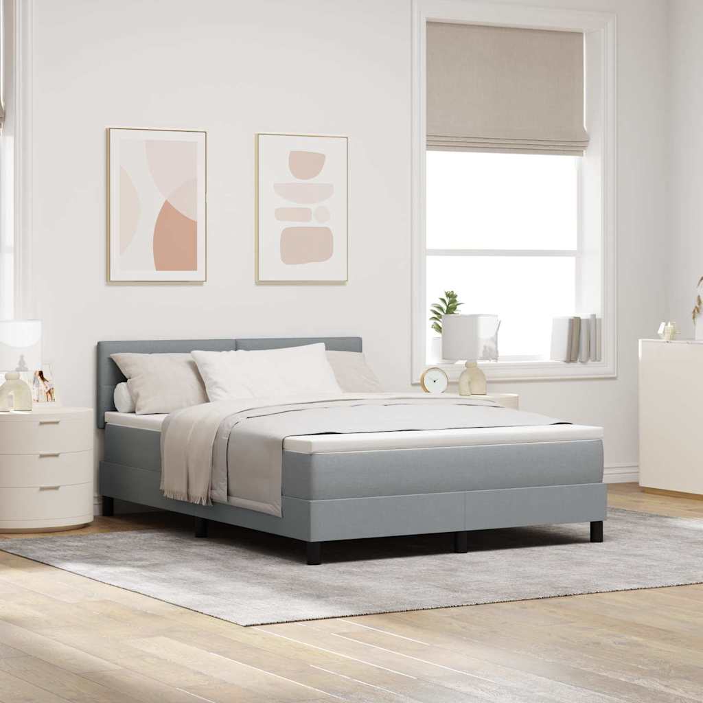 Box spring seng med pude Lysegrå 160 x 200 cm Stof