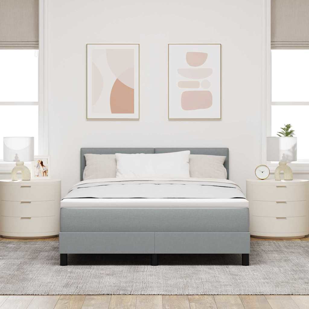 Box spring seng med pude Lysegrå 160 x 200 cm Stof