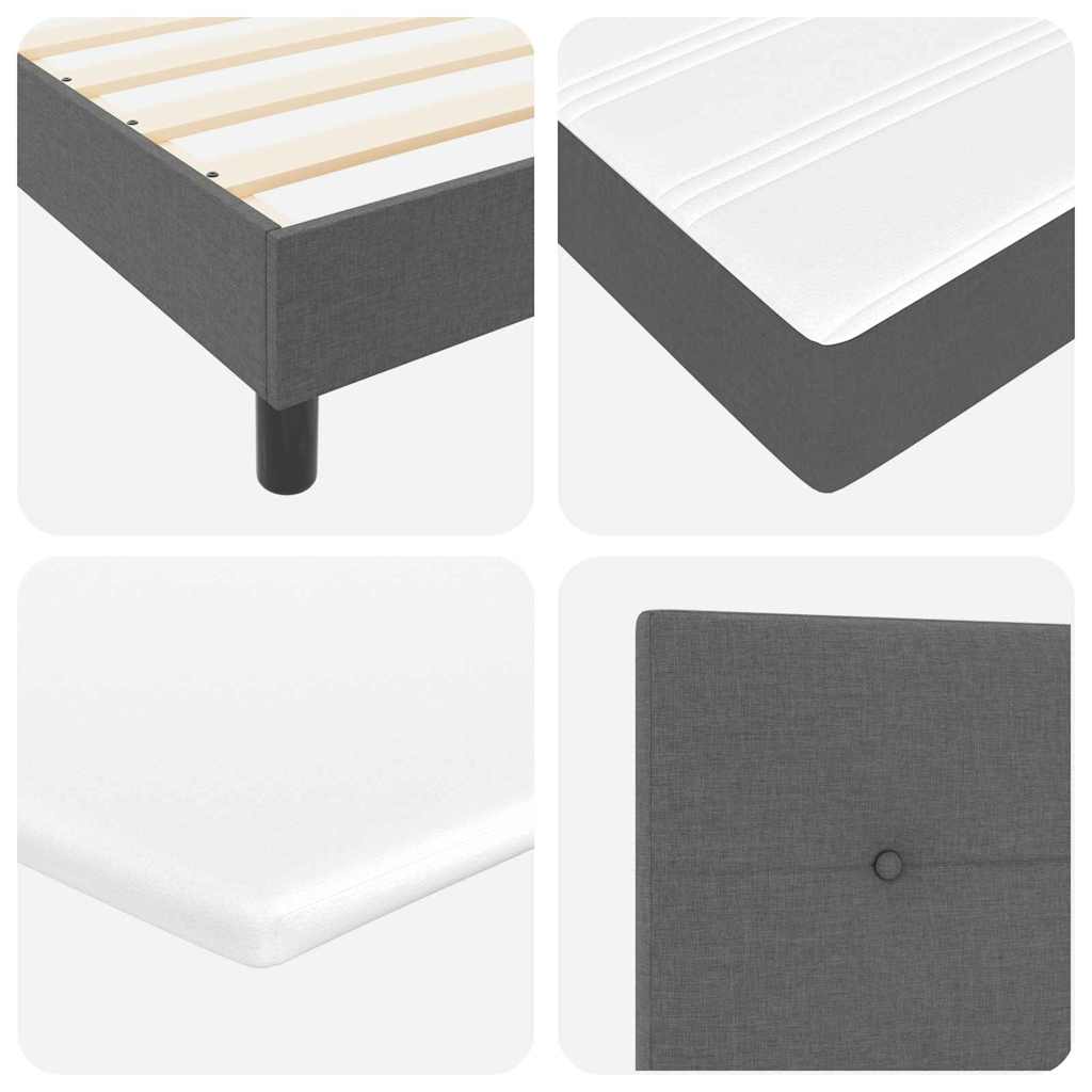 Box spring seng med LED-lysstrimler Mørkegrå 160 x 200 cm Stof