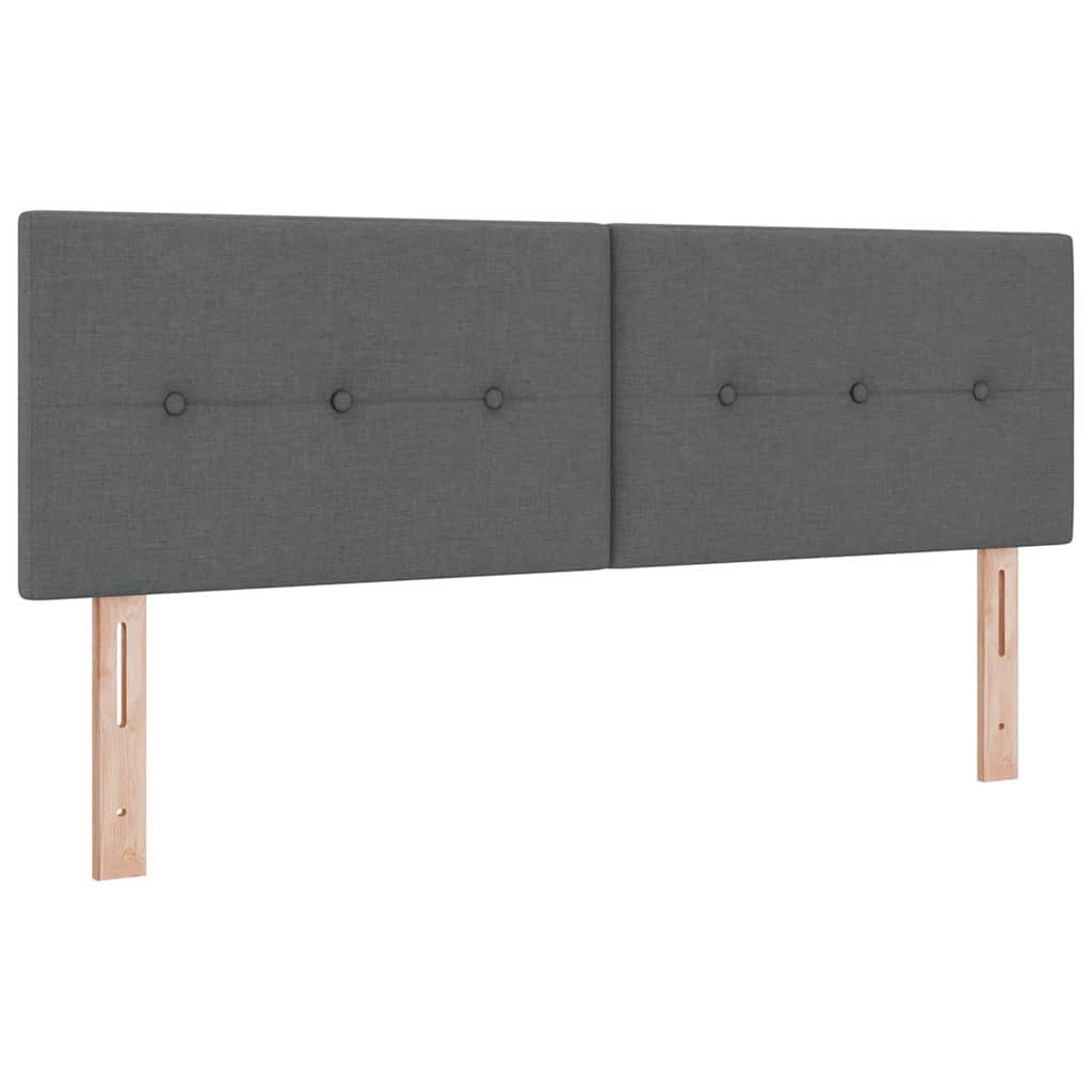 Box spring seng med LED-lysstrimler Mørkegrå 160 x 200 cm Stof