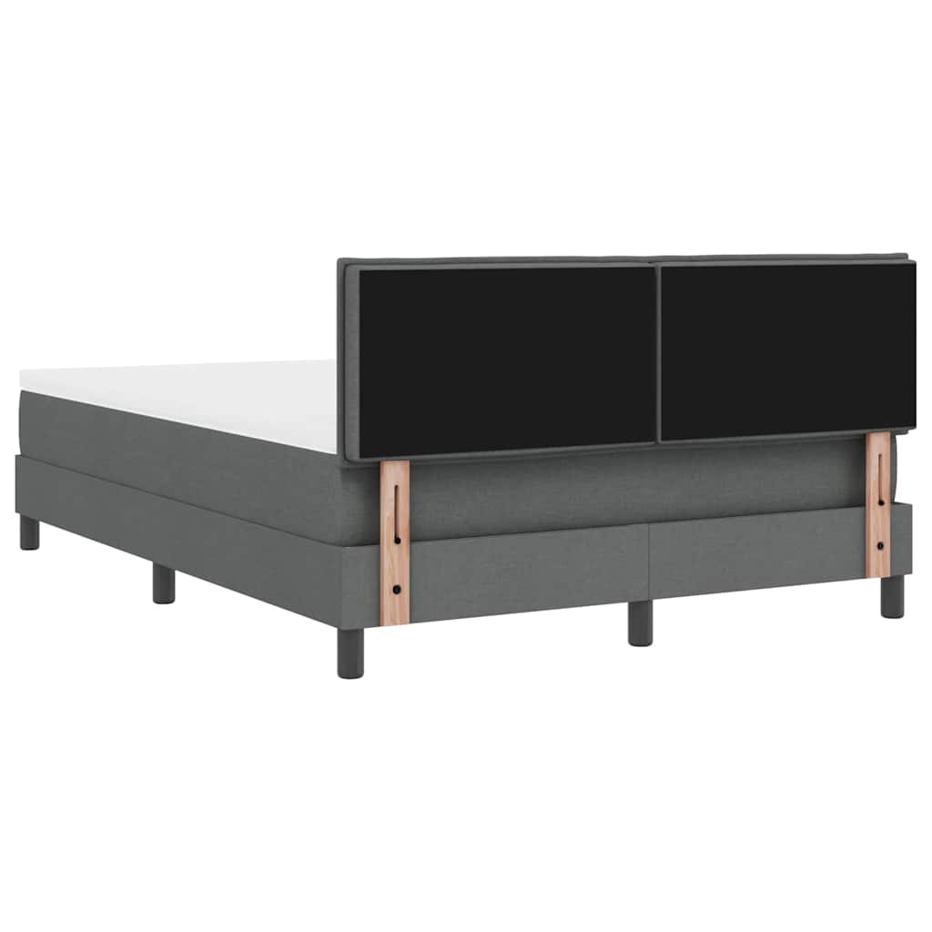 Box spring seng med LED-lysstrimler Mørkegrå 160 x 200 cm Stof