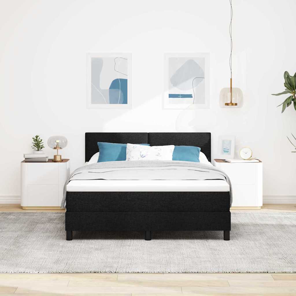 Box spring seng med LED-lysstrimler Sort 160 x 200 cm Stof