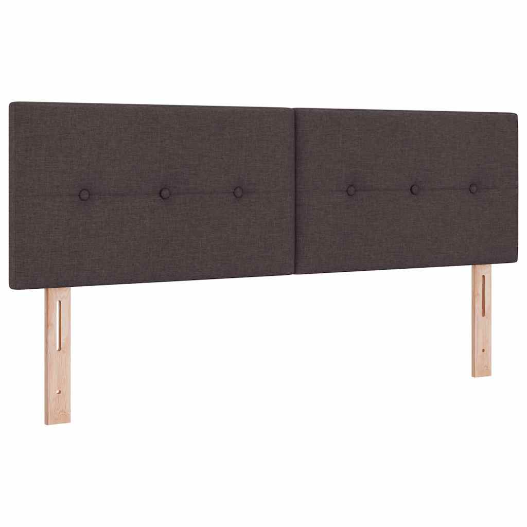 Box spring seng med LED-lysstrimler Mørk Brun 160 x 200 cm Stof