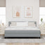 Box spring seng med LED-lysstrimler Lysegrå 180 x 200 cm Stof