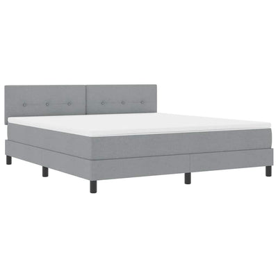 Box spring seng med LED-lysstrimler Lysegrå 180 x 200 cm Stof