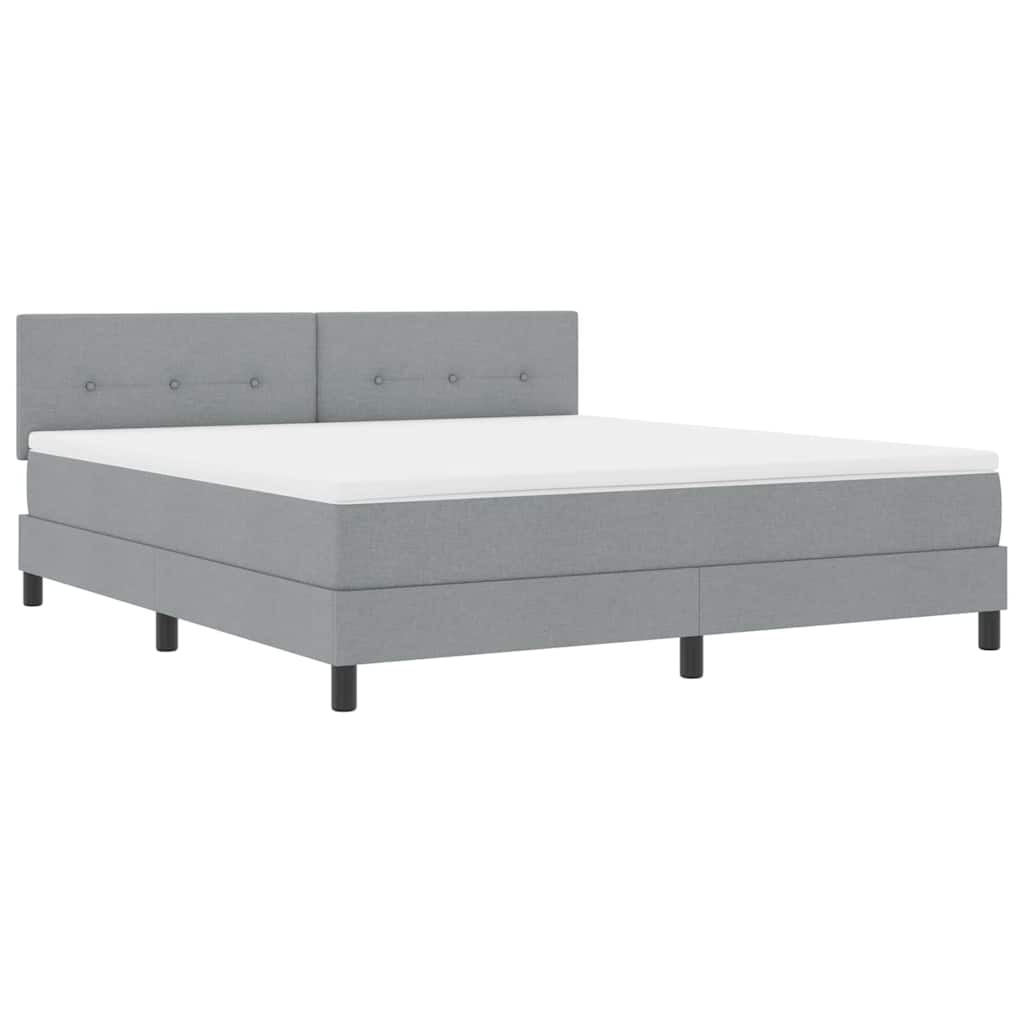 Box spring seng med LED-lysstrimler Lysegrå 180 x 200 cm Stof