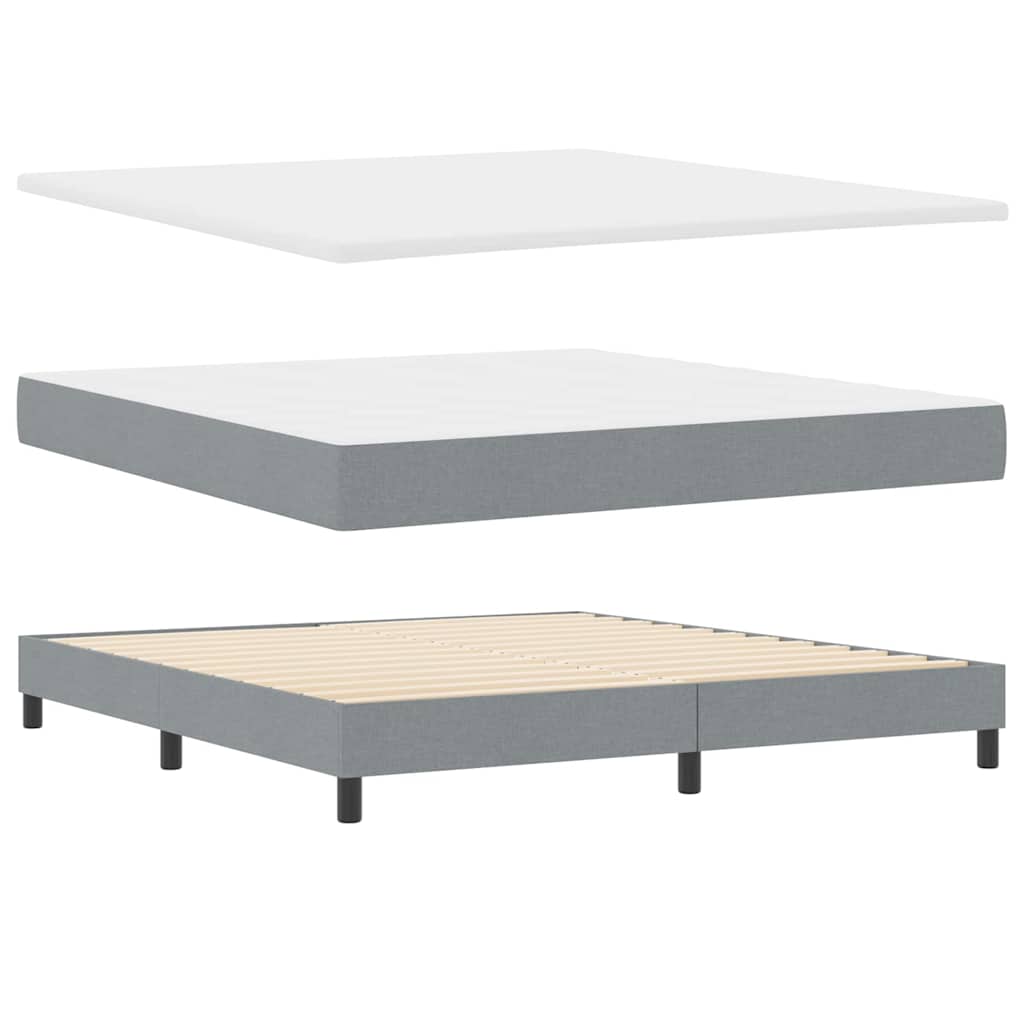 Box spring seng med LED-lysstrimler Lysegrå 180 x 200 cm Stof
