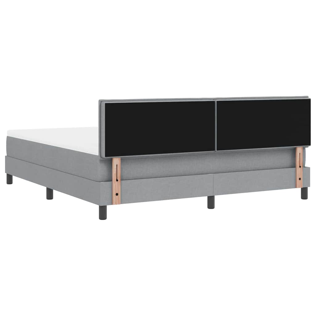 Box spring seng med LED-lysstrimler Lysegrå 180 x 200 cm Stof