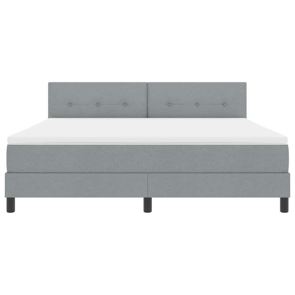 Box spring seng med LED-lysstrimler Lysegrå 180 x 200 cm Stof