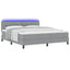 Box spring seng med LED-lysstrimler Lysegrå 180 x 200 cm Stof